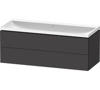 Duravit L-Cube c-shaped Ensemble suspendu, 2 tiroirs, sans trop-plein, sans trou pour robinetterie, 1200x480x480mm, LC6953N80800000, LC6953N80800000, Colorazione: Decoro grafite super opaco