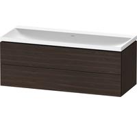 Duravit L-Cube c-shaped Ensemble suspendu, 2 tiroirs, sans trop-plein, sans trou pour robinetterie, 1200x480x480mm, LC6953N69690000, LC6953N69690000, Colorazione: Noce spazzolato Impiallacciatura in v
