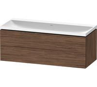 Duravit L-Cube c-shaped Ensemble suspendu, 2 tiroirs, sans trop-plein, sans trou pour robinetterie, 1200x480x480mm, LC6953N21210000, LC6953N21210000, Colorazione: Decorazione in noce scuro