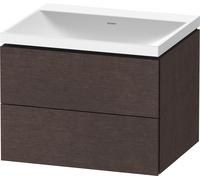 Duravit L-Cube c-shaped Ensemble suspendu, 2 tiroirs, sans trop-plein, sans trou pour robinetterie, 600x480x480mm, LC6950N72720000, LC6950N72720000, Colorazione: impiallacciato in vero legno di querci