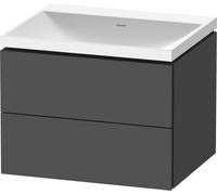 Duravit L-Cube c-shaped Ensemble suspendu, 2 tiroirs, sans trop-plein, sans trou pour robinetterie, 600x480x480mm, LC6950N49490000, LC6950N49490000, Colorazione: Grafite opaco Decor