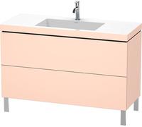 Duravit L-Cube lavabo pour meuble c-bonded avec soubassement au sol, 2 tiroirs, 1 trou pour robinet, 120x48 cm, LC6939O2020, LC6939O2020, Colorazione: Albicocca Perla di seta opaco laccato opaco