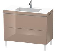 Duravit L-Cube meuble lavabo c-bonded avec socle sur pied, 100x48 cm, 2 tiroirs, sans trop-plein, 1 trou pour robinet, LC6938O8686, LC6938O8686, Colorazione: Laccato lucido Cappuccino