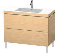 Duravit L-Cube meuble lavabo c-bonded avec socle sur pied, 100x48 cm, 2 tiroirs, sans trop-plein, 1 trou pour robinet, LC6938O1212, LC6938O1212, Colorazione: Rovere spazzolato Impiallacciatura in vero