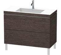 Duravit L-Cube meuble lavabo c-bonded avec socle sur pied, 100x48 cm, 2 tiroirs, sans trop-plein, 1 trou pour robinet, LC6938O7272, LC6938O7272, Colorazione: impiallacciato in vero legno di quercia sc