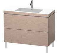 Duravit L-Cube meuble lavabo c-bonded avec socle sur pied, 100x48 cm, 2 tiroirs, sans trop-plein, 1 trou pour robinet, LC6938O1111, LC6938O1111, Colorazione: quercia cashmere impiallacciato in vero le