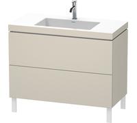 Duravit L-Cube meuble lavabo c-bonded avec socle sur pied, 100x48 cm, 2 tiroirs, sans trop-plein, 1 trou pour robinet, LC6938O9191, LC6938O9191, Colorazione: Taupe Decor