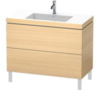 Duravit L-Cube meuble lavabo c-bonded avec socle sur pied, 100x48 cm, 2 tiroirs, sans trop-plein, 1 trou pour robinet, LC6938O7171, LC6938O7171, Colorazione: Rovere mediterraneo impiallacciato in vero