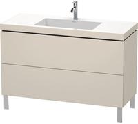 Duravit L-Cube meuble lavabo c-bonded avec socle sur pied, 120x48 cm, 2 tiroirs, sans trop-plein, 1 trou pour robinet, LC6939O9191, LC6939O9191, Colorazione: Taupe Decor
