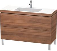 Duravit L-Cube meuble lavabo c-bonded avec socle sur pied, 120x48 cm, 2 tiroirs, sans trop-plein, 1 trou pour robinet, LC6939O7979, LC6939O7979, Colorazione: Decorazione naturale in noce
