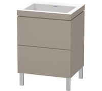 Duravit L-Cube meuble lavabo c-bonded avec socle sur pied, 60x48 cm, 2 tiroirs, sans trop-plein, sans trou de robinet, LC6936N4343, LC6936N4343, Colorazione: Basalto opaco decoro opaco