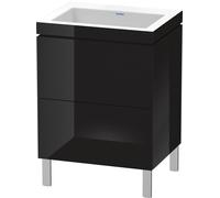 Duravit L-Cube c-bonded Ensemble vertical, 2 tiroirs, sans trop-plein, sans trou pour robinetterie, 600x698x480mm, LC6936N4040, LC6936N4040, Colorazione: Laccato nero lucido