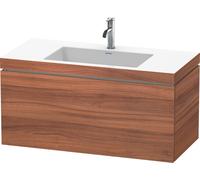 Duravit L-Cube meuble lavabo c-bonded avec socle, suspendu au mur, 100x48 cm, 1 tiroir, sans trop-plein, 1 trou pour robinet, LC6918O7979, LC6918O7979, Colorazione: Decorazione naturale in noce