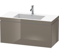 Duravit L-Cube meuble lavabo c-bonded avec socle, suspendu au mur, 100x48 cm, 1 tiroir, sans trop-plein, 1 trou pour robinet, LC6918O8989, LC6918O8989, Colorazione: Flanella Laccato lucido grigio flan