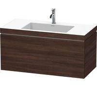 Duravit L-Cube meuble lavabo c-bonded avec socle, suspendu au mur, 100x48 cm, 1 tiroir, sans trop-plein, 1 trou pour robinet, LC6918O5353, LC6918O5353, Colorazione: Castagno scuro arredamento scuro