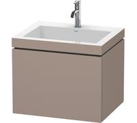 Duravit L-Cube meuble lavabo c-bonded avec socle, suspendu au mur, 60x48 cm, 1 tiroir, sans trop-plein, 1 trou pour robinet, LC6916O4343, LC6916O4343, Colorazione: Basalto opaco decoro opaco