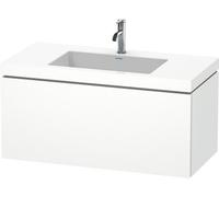 Duravit L-Cube meuble lavabo c-coller avec socle, suspendu au mur, 100x48 cm, 1 tiroir, sans trop-plein, 1 trou pour robinet, LC6918O3838, LC6918O3838, Colorazione: Laccato lucido Grigio Dolomiti Grey