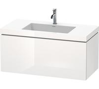 Duravit L-Cube meuble lavabo c-coller avec socle, suspendu au mur, 100x48 cm, 1 tiroir, sans trop-plein, 1 trou pour robinet, LC6918O2222, LC6918O2222, Colorazione: Decoro bianco lucido