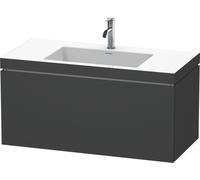Duravit L-Cube meuble lavabo c-coller avec socle, suspendu au mur, 100x48 cm, 1 tiroir, sans trop-plein, 1 trou pour robinet, LC6918O4949, LC6918O4949, Colorazione: Grafite opaco Decor