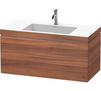 Duravit L-Cube meuble lavabo c-coller avec socle, suspendu au mur, 100x48 cm, 1 tiroir, sans trop-plein, 1 trou pour robinet, LC6918O7979, LC6918O7979, Colorazione: Decorazione naturale in noce
