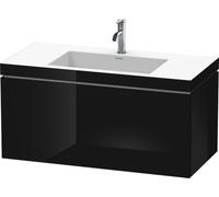 Duravit L-Cube meuble lavabo c-coller avec socle, suspendu au mur, 100x48 cm, 1 tiroir, sans trop-plein, 1 trou pour robinet, LC6918O4040, LC6918O4040, Colorazione: Laccato nero lucido