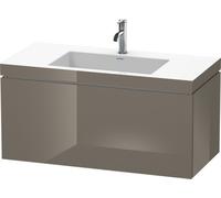 Duravit L-Cube meuble lavabo c-coller avec socle, suspendu au mur, 100x48 cm, 1 tiroir, sans trop-plein, 1 trou pour robinet, LC6918O8989, LC6918O8989, Colorazione: Flanella Laccato lucido grigio flan