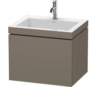 Duravit L-Cube meuble lavabo c-coller avec socle, suspendu au mur, 60x48 cm, 1 tiroir, sans trop-plein, 1 trou pour robinet, LC6916O9090, LC6916O9090, Colorazione: Flanella Grigio seta opaco laccato o