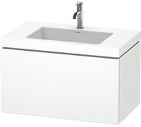 Lavabo per mobili Duravit L-Cube con base, sospeso, 80x48 cm, 1 estraibile, senza troppopieno, 1 foro per rubinetto, Colorazione: Bianco opaco Decor bianco opaco