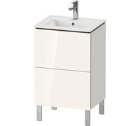 Duravit L-Cube meuble sous-lavabo debout Compact, 2 tiroirs, largeur : 520mm, pour Me by Starck 233653, LC667108585, LC667108585, Colorazione: Laccato lucido bianco
