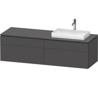 Duravit L-Cube Meuble sous-lavabo en console suspendu, avec plan de toilette en console, 4 tiroirs, vasque à droite, 1620x482x550mm, LC4871R49490000, LC4871R49490000, Colorazione: Grafite opaco Decor