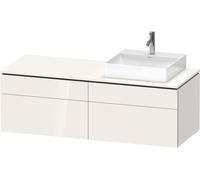 Duravit L-Cube Meuble sous-lavabo en console suspendu, avec plan de toilette en console, 4 tiroirs, vasque à droite, 1420x482x550mm, LC4870R22220000, LC4870R22220000, Colorazione: Decoro bianco lucido