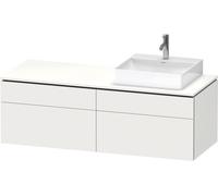 Duravit L-Cube Meuble sous-lavabo en console suspendu, avec plan de toilette en console, 4 tiroirs, vasque à droite, 1420x482x550mm, LC4870R84840000, LC4870R84840000, Colorazione: Decoro bianco super 