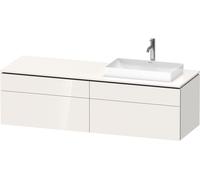 Duravit L-Cube Meuble sous-lavabo en console suspendu, avec plan de toilette en console, 4 tiroirs, vasque à droite, 1620x482x550mm, LC4871R22220000, LC4871R22220000, Colorazione: Decoro bianco lucido