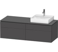 Duravit L-Cube Meuble sous-lavabo en console suspendu, avec plan de toilette en console, 4 tiroirs, vasque à droite, 1420x482x550mm, LC4870R49490000, LC4870R49490000, Colorazione: Grafite opaco Decor