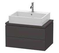 Duravit L-Cube Meuble sous-lavabo pour console, Compact, suspendu, 2 tiroirs, 720x400x477mm, LC580608080, LC580608080, Colorazione: Decoro grafite super opaco