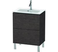 Duravit L-Cube Meuble sous-lavabo vertical Compact, 2 tiroirs, largeur : 620mm, pour ME by Starck 234263, LC667307272, LC667307272, Colorazione: impiallacciato in vero legno di quercia scuro spazzolat