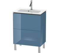 Duravit L-Cube Meuble sous-lavabo vertical Compact, 2 tiroirs, largeur : 620mm, pour ME by Starck 234263, LC667304747, LC667304747, Colorazione: Laccato lucido blu pietra