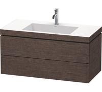 Duravit L-Cube Meuble vasque c-bonded avec base murale, 100x48 cm, 2 tiroirs, sans trop-plein, 1 trou pour robinet, LC6928O7272, LC6928O7272, Colorazione: impiallacciato in vero legno di quercia scuro