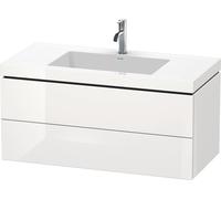 Lavabo Duravit L-Cube Furniture con base a c-bonded con attacco a parete, 100x48 cm, 2 cassetti, senza sfioratore, 1 foro per rubinetto, Colorazione: Laccato lucido bianco