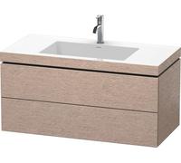 Duravit L-Cube Meuble vasque c-bonded avec base murale, 100x48 cm, 2 tiroirs, sans trop-plein, 1 trou pour robinet, LC6928O1111, LC6928O1111, Colorazione: quercia cashmere impiallacciato in vero legno