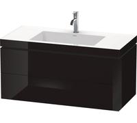 Duravit L-Cube Meuble vasque c-bonded avec base murale, 100x48 cm, 2 tiroirs, sans trop-plein, 1 trou pour robinet, LC6928O4040, LC6928O4040, Colorazione: Laccato nero lucido