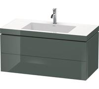 Duravit L-Cube Meuble vasque c-bonded avec base murale, 100x48 cm, 2 tiroirs, sans trop-plein, 1 trou pour robinet, LC6928O3838, LC6928O3838, Colorazione: Laccato lucido Grigio Dolomiti Grey