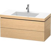 Duravit L-Cube Meuble vasque c-bonded avec base murale, 100x48 cm, 2 tiroirs, sans trop-plein, 1 trou pour robinet, LC6928O1212, LC6928O1212, Colorazione: Rovere spazzolato Impiallacciatura in vero le