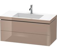 Duravit L-Cube Meuble vasque c-bonded avec base murale, 100x48 cm, 2 tiroirs, sans trop-plein, 1 trou pour robinet, LC6928O8686, LC6928O8686, Colorazione: Laccato lucido Cappuccino
