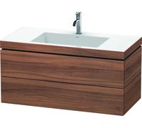 Duravit L-Cube Meuble vasque c-bonded avec base murale, 100x48 cm, 2 tiroirs, sans trop-plein, 1 trou pour robinet, LC6928O7979, LC6928O7979, Colorazione: Decorazione naturale in noce