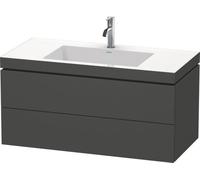 Duravit L-Cube Meuble vasque c-bonded avec base murale, 100x48 cm, 2 tiroirs, sans trop-plein, 1 trou pour robinet, LC6928O4949, LC6928O4949, Colorazione: Grafite opaco Decor