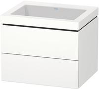 Duravit L-Cube Meuble vasque c-bonded avec socle mural, 60x48 cm, 2 tiroirs, sans trop-plein, sans trou de robinet, LC6926N1212, LC6926N1212, Colorazione: Rovere spazzolato Impiallacciatura in vero le