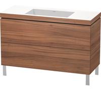 Duravit L-Cube Meuble vasque c-bonded avec socle sur pied, 120x48 cm, 2 tiroirs, sans trop-plein, sans trou de robinet, LC6939N7979, LC6939N7979, Colorazione: Decorazione naturale in noce