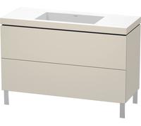 Duravit L-Cube Meuble vasque c-collée avec socle sur pied, 120x48 cm, 2 tiroirs, sans trop-plein, sans trou de robinet, LC6939N9191, LC6939N9191, Colorazione: Taupe Decor