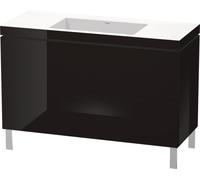 Duravit L-Cube Meuble vasque c-bonded avec socle sur pied, 120x48 cm, 2 tiroirs, sans trop-plein, sans trou de robinet, LC6939N4040, LC6939N4040, Colorazione: Laccato nero lucido